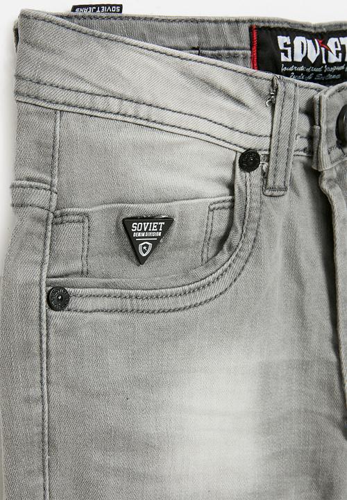 SOVIET - Boys Fashion Skinny Denim - Light Grey