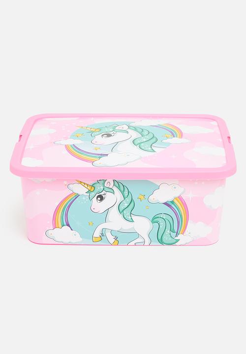 Unicorn Rainbow storage click box - Pink