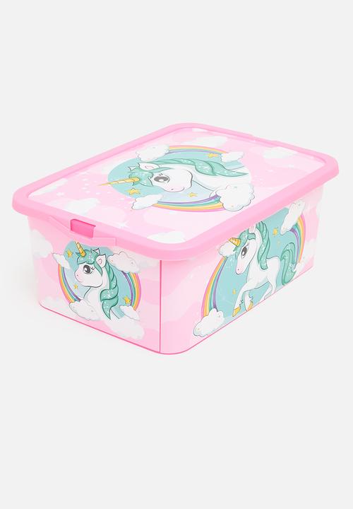 Disney - Unicorn Rainbow storage click box - Pink