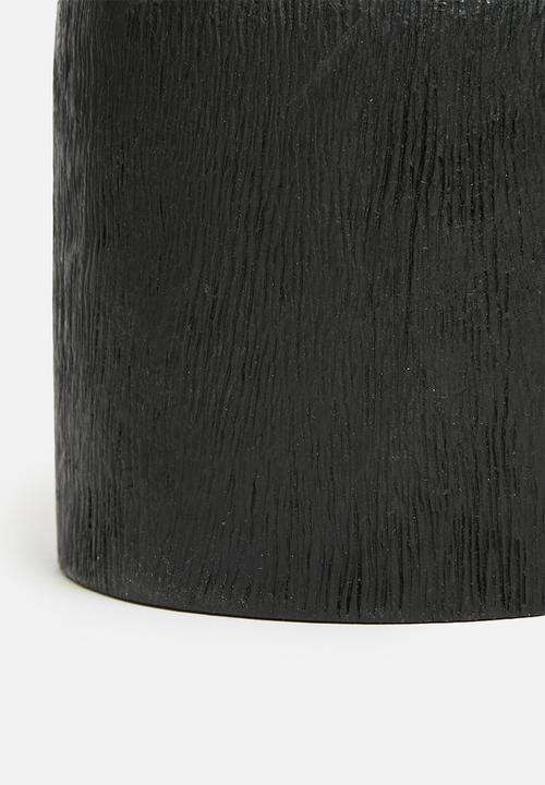 H&S - Candle holder wood 15cm - black
