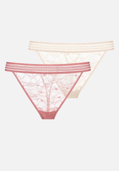 DORINA - 2 pack Anika string - pink/ivory