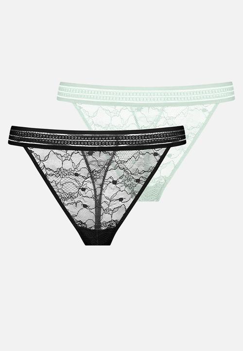 DORINA - 2 pack Anika string - black/green