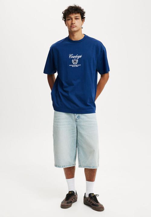 Cotton On - NFL box fit T-shirt - lcn dal limoges blue/dallas - script