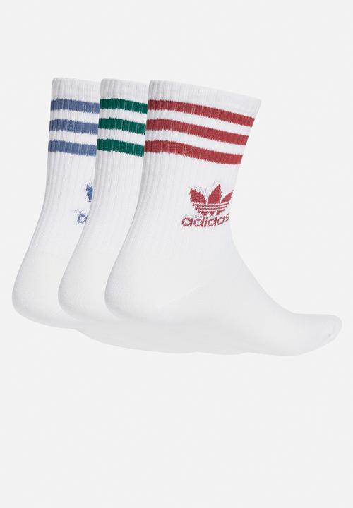 adidas Originals - Mid Cut Crew Socks 3 Pairs - White/Ass