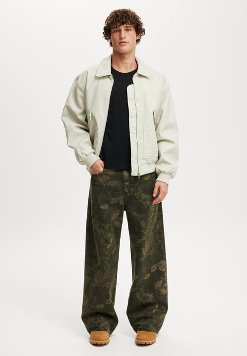 Cotton On - Cropped Faux Leather Bomber - Bone