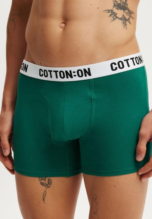 Cotton On - Mens Organic Cotton Trunks - Emerald/White/Black