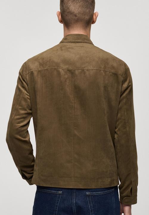 MANGO - Suede-Effect Biker Jacket Boy - khaki