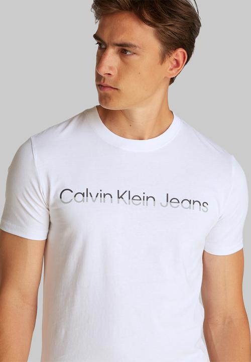 Calvin Klein - Mixed Institutional Logo Tee - Bright White