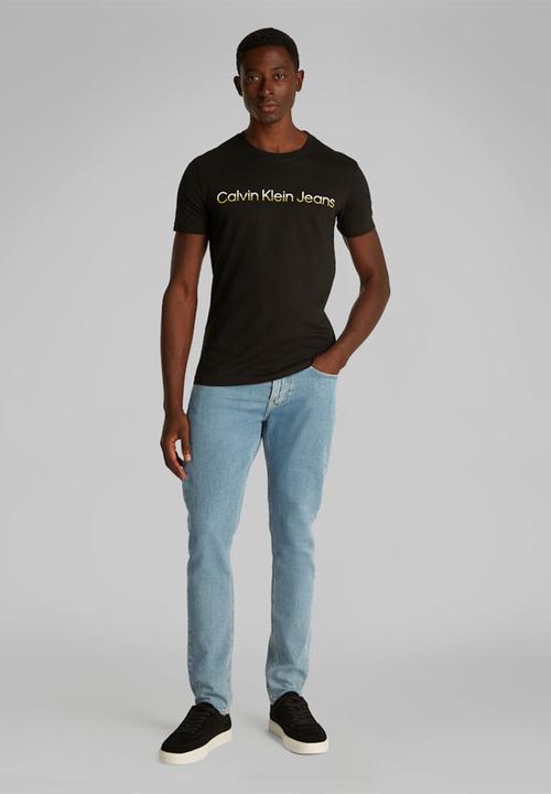 Calvin Klein - MIXED INSTITUTIONAL LOGO TEE - Ck Black