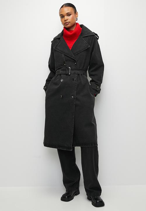 SEQUEL FISHTAIL TRENCH COAT BLACK M 黒 Cameron Soft Trench Coat Black | Forever New