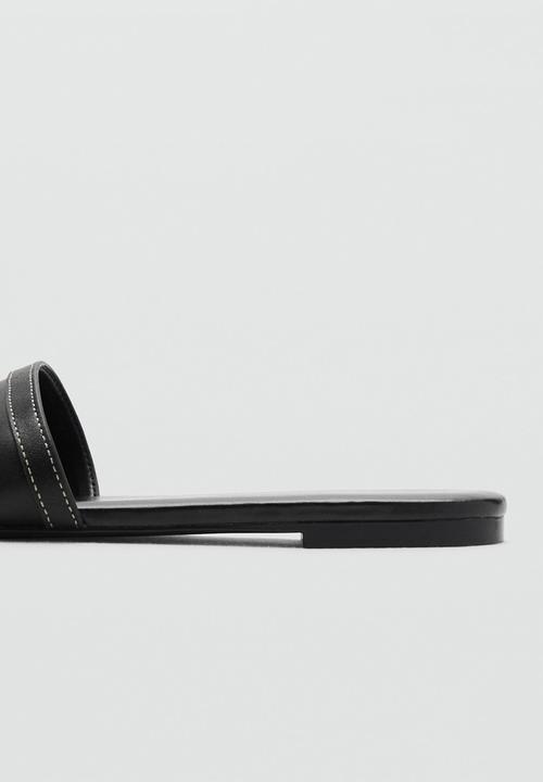 MANGO - Horse leather slide - black