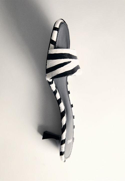 MANGO - Cresen1 leather heel - white & black