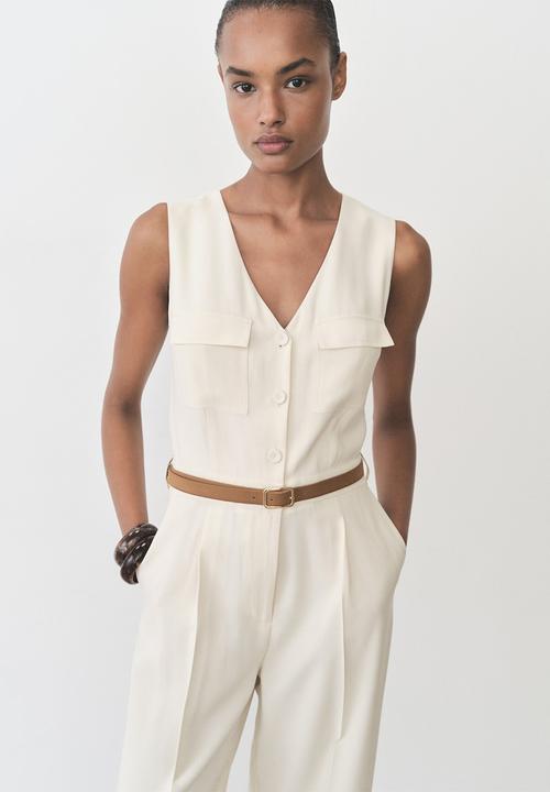 MANGO - Jumpsuit Safari - Light Beige