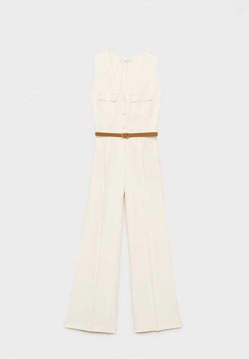 MANGO - Jumpsuit Safari - Light Beige