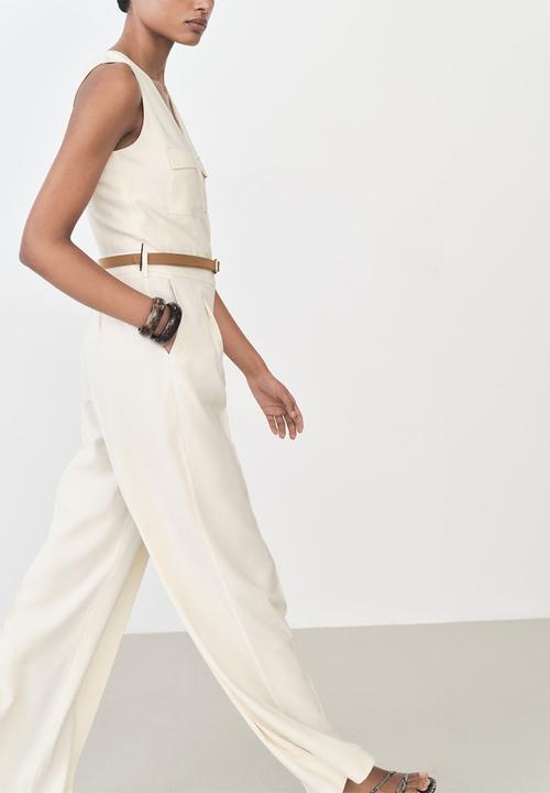 MANGO - Jumpsuit Safari - Light Beige
