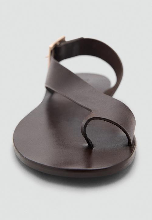 MANGO - Bell leather slingback - dark brown