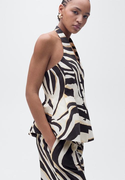 MANGO - Vest Zebra - Light Beige