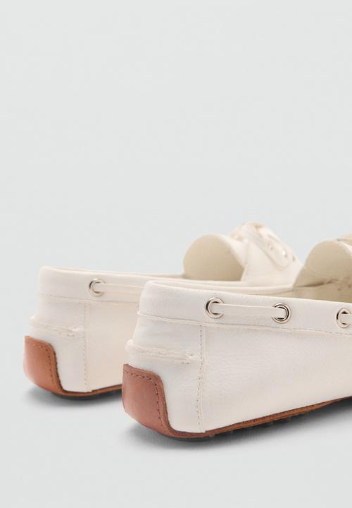 MANGO - Nautu leather boat shoe - white