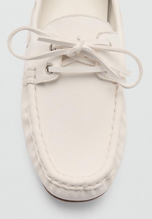 MANGO - Nautu leather boat shoe - white
