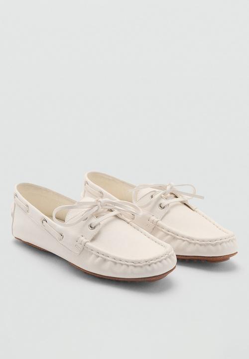 MANGO - Nautu leather boat shoe - white