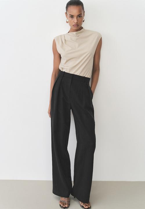 MANGO - Trousers Amalfi - Black