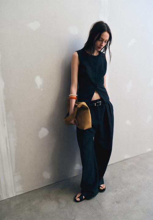 MANGO - Trousers Amalfi - Black