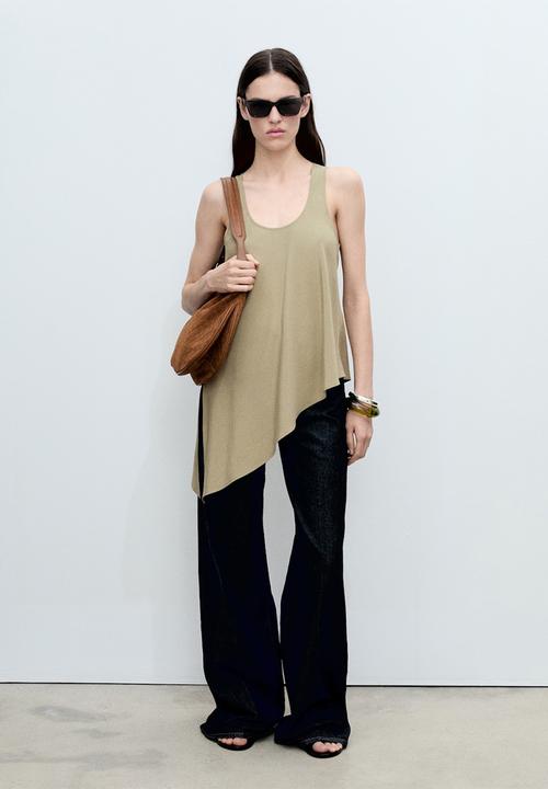 MANGO - Top Swade - Beige & Khaki