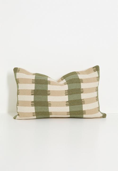 Mela woven cushion cover - neutral & green