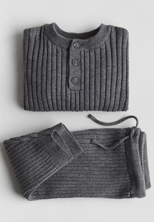 H&M - 2-Piece rib-knit cotton set - dark grey