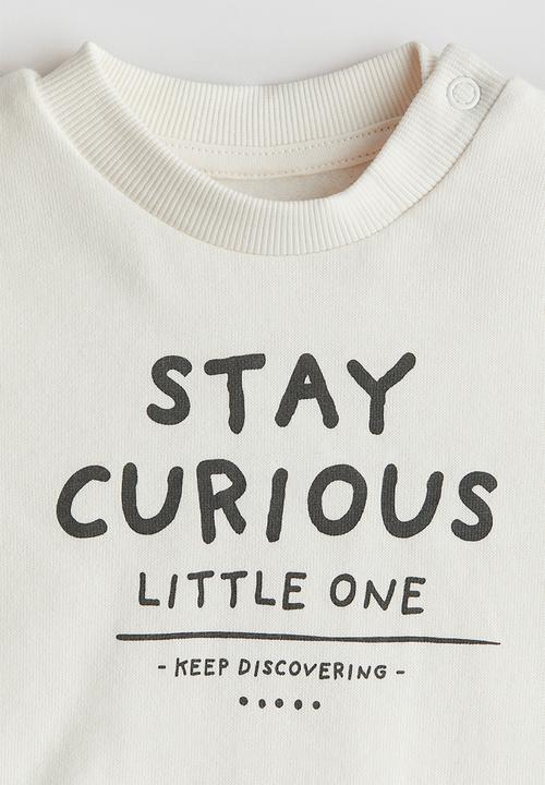 H&M - Printed sweatshirt - white stay curious