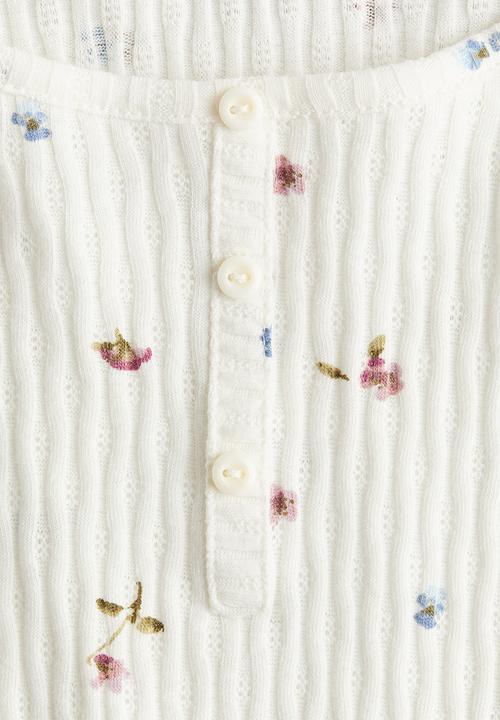 H&M - Pointelle jersey top - white floral