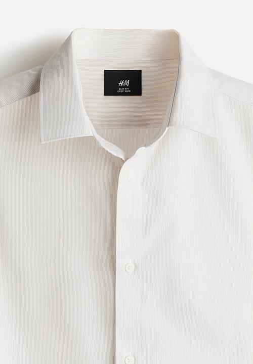 H&M - Slim fit easy-iron shirt - light beige