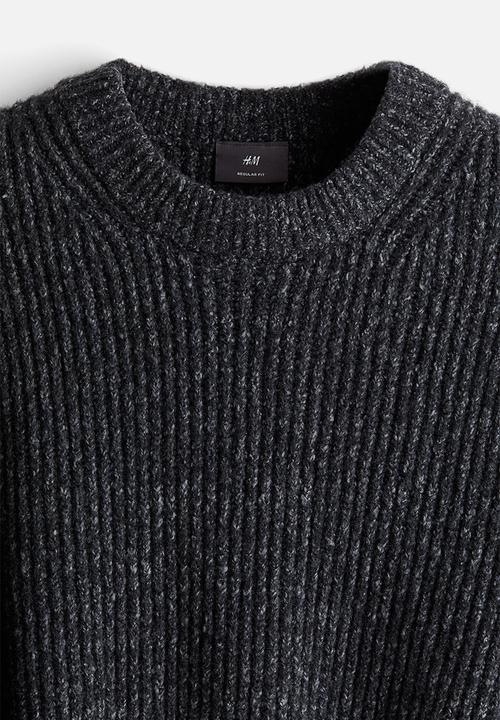 H&M - Regular fit rib-knit jumper - dark grey marl