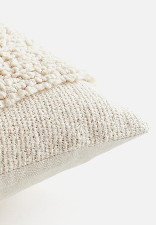 H&M - Cotton canvas cushion cover - light beige patterned