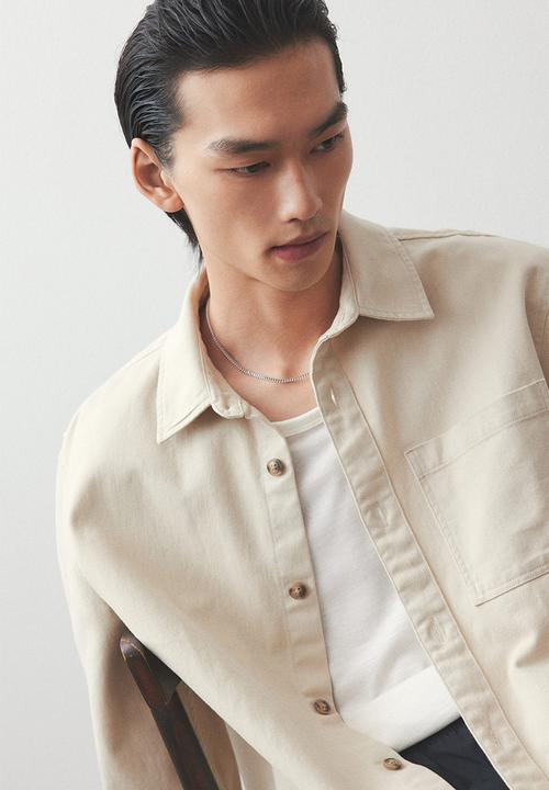H&M - Regular fit cotton twill overshirt - beige
