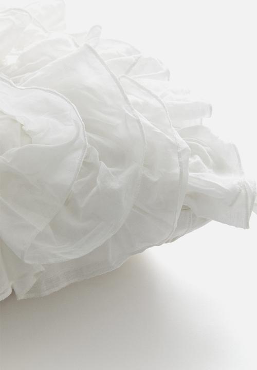 H&M - Frilled cotton cushion cover - white 40x40