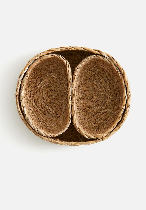 H&M - 3-piece straw storage basket set - beige