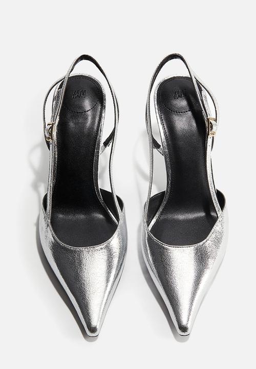 H&M - Pointed slingback court shoes - silver-coloured