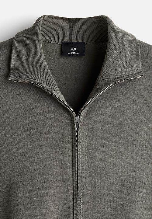 H&M - Slim fit zip-through cardigan - dark green