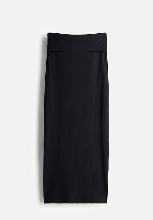 Foldover-waist maxi skirt - black - 1263364001