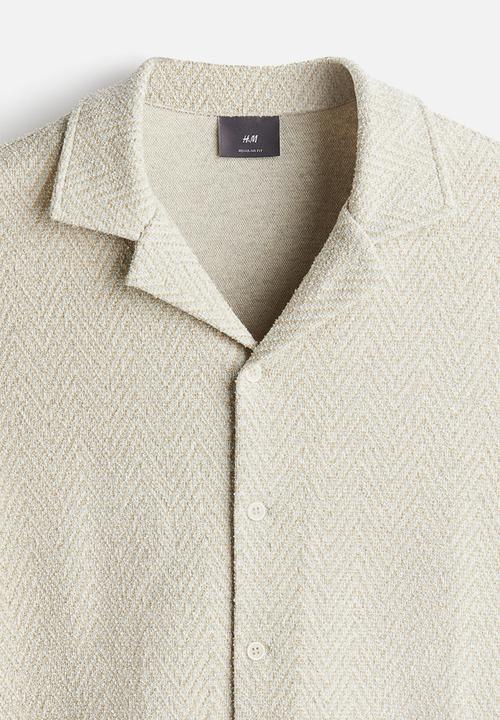 H&M - Regular fit herringbone-weave resort shirt - light beige