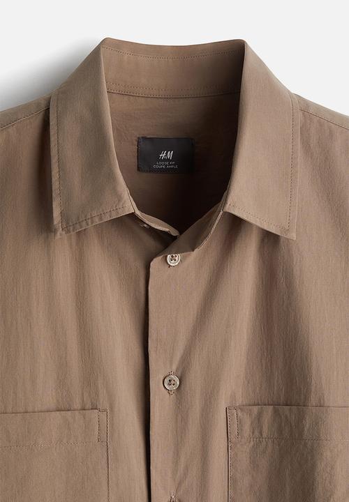 H&M - Regular fit short-sleeved shirt - dark beige