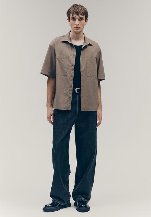 H&M - Regular fit short-sleeved shirt - dark beige