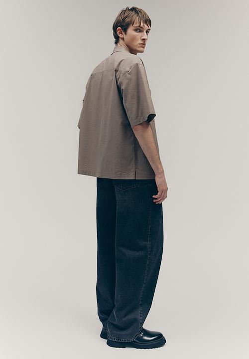 H&M - Regular fit short-sleeved shirt - dark beige
