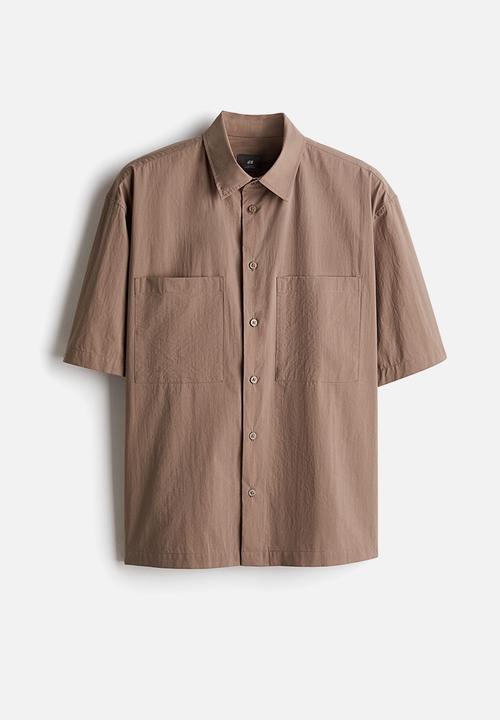 H&M - Regular fit short-sleeved shirt - dark beige