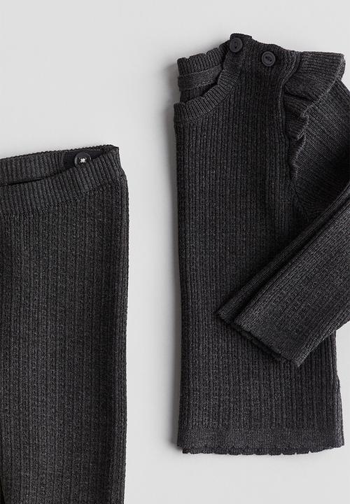 H&M - 2 Piece pointelle-knit set - dark grey