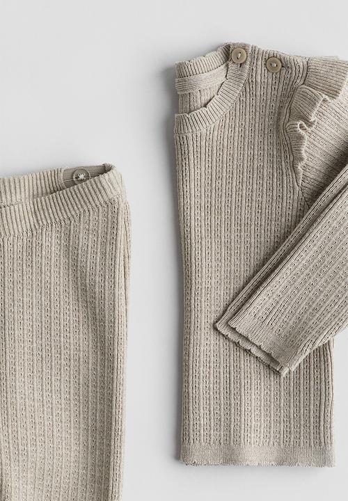 H&M - 2 Piece pointelle-knit set - beige