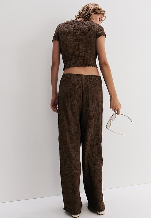 H&M - Wide crinkled trousers - dark brown
