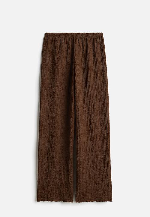 H&M - Wide crinkled trousers - dark brown