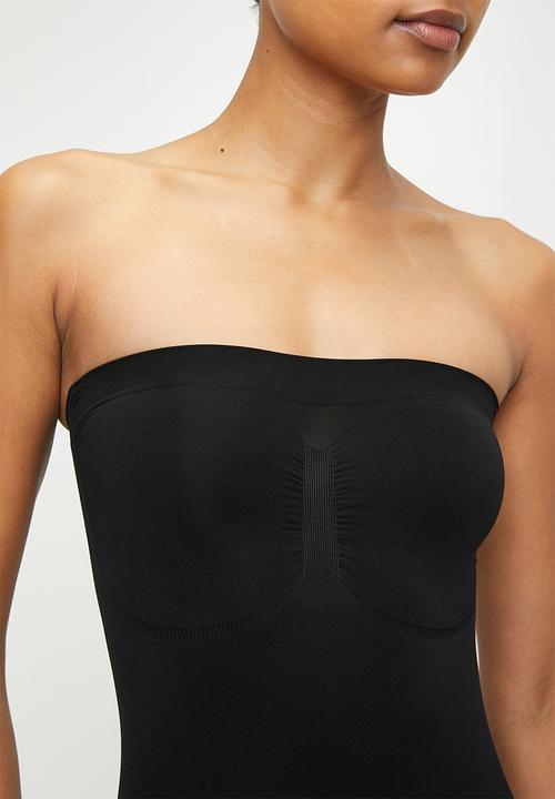Easy Curves Shapewear - Boob tube brief bodysuit detachable straps - black